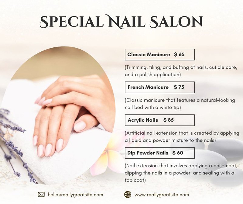 thiết kế menu nails